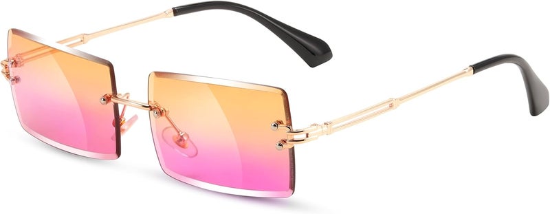 FEISEDY Vintage Rimless Sunglasses Rectangle Frameless Candy Color Glasses Women Men B2642 - Image 2